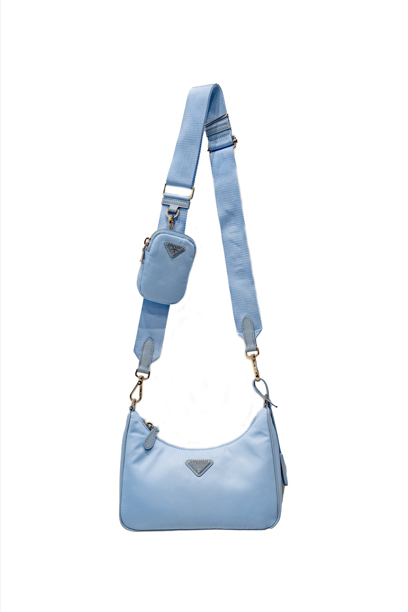 Light blue prada nylon bag sale